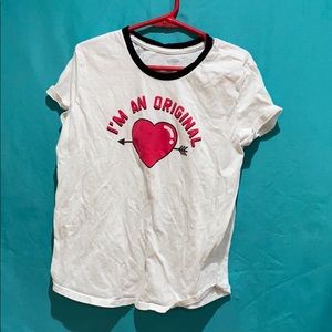 Old Navy white with red heart shirt